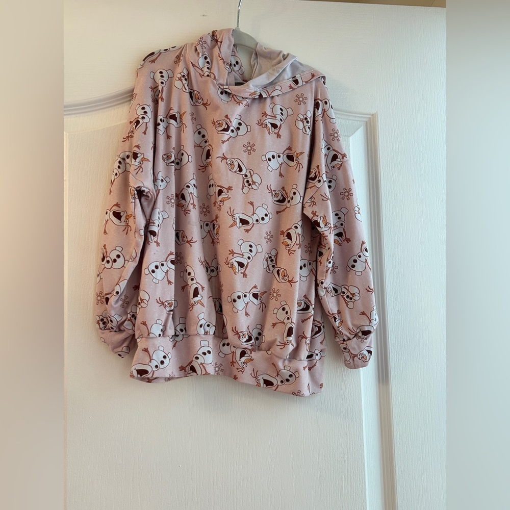 Kids Snowman Print Hoodie - Pink